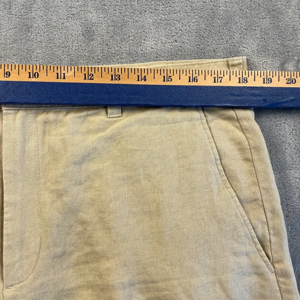 Jos A Bank Men's 36 100% Linen Shorts Beige Tan Flat Front Summer Casual Preppy